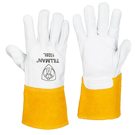 Tillman 1328 Premium Goatskin TIG Welding Gloves, with 4-inch cowhide cuff