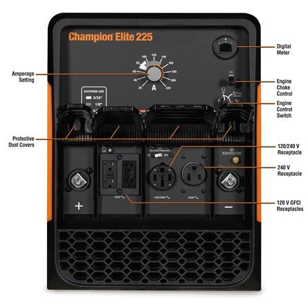Hobart 500580 Champion Elite 225 Welder Generator Gas Engine - Driven (Vanguard) - Atlas Welding Supply