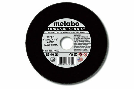 Metabo ORIGINAL SLICER 6" X .045" X 7/8", TYPE 27, A60TZ (655347000) 50 pack - Atlas Welding Supply