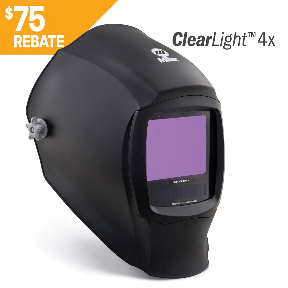 Miller Digital Infinity Auto Darkening Welding Helmet Clearlight 4X Black 296786 - Atlas Welding Supply