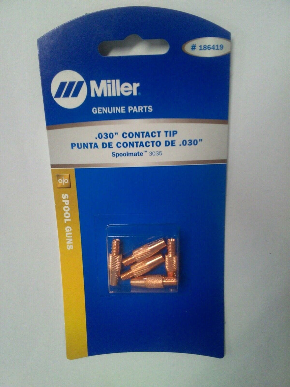 Miller 186419 Contact Tip .030 M5 X .8MM Thread (5 tips) - Miller186419