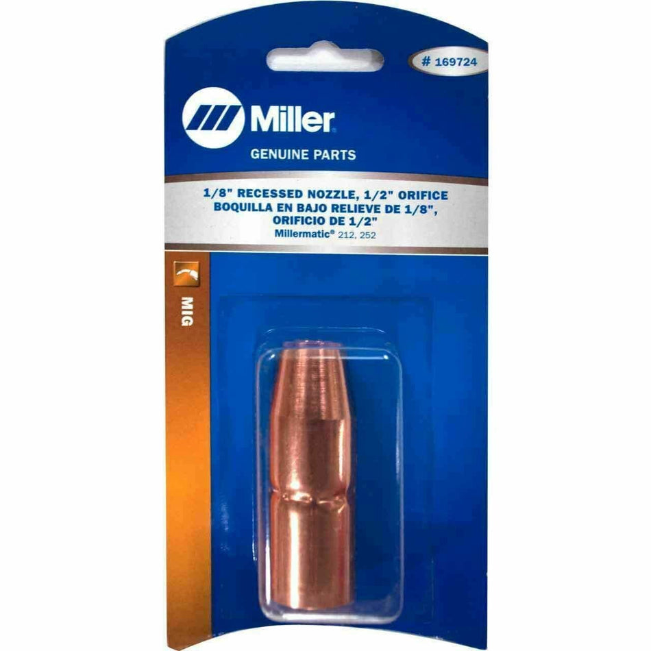 Miller 169724 Mig Gun Nozzle 1/8 Recessed 1/2 Orifice - Miller169724