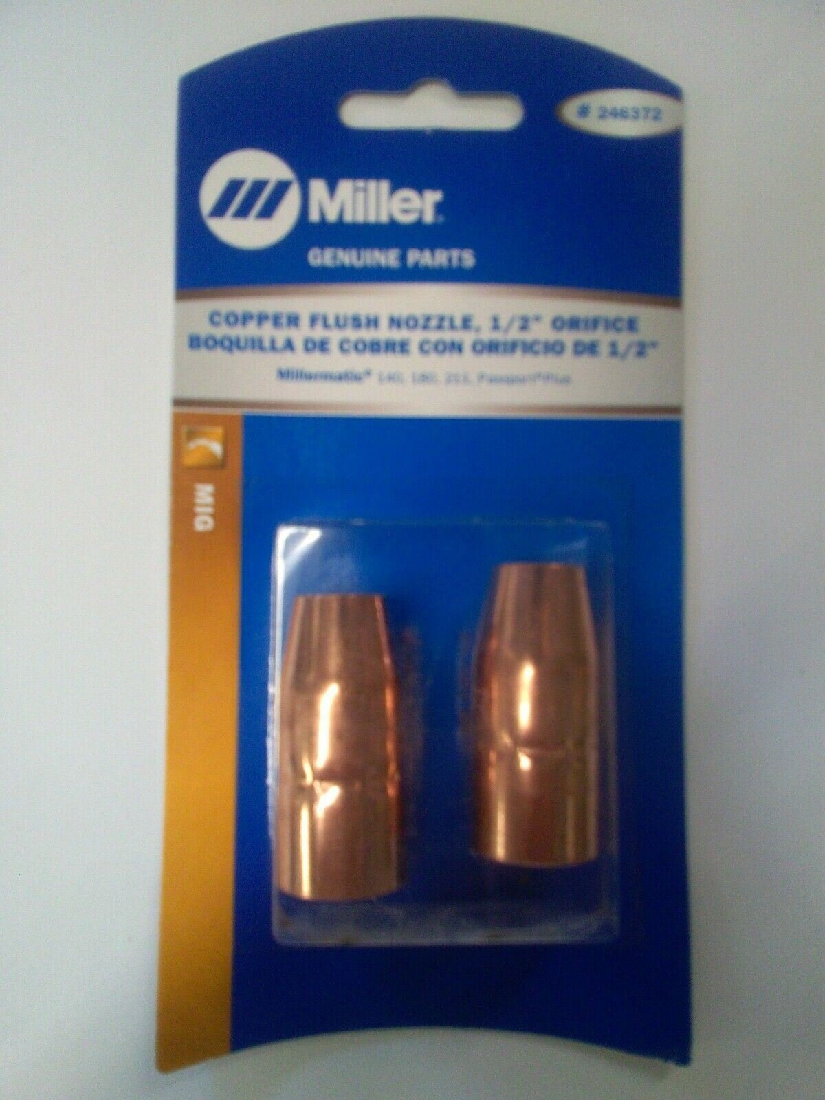 Miller 246372 Copper Flush Nozzle 1/2" Orifice For Millermatic 140,180,211 2Pack - Miller246372