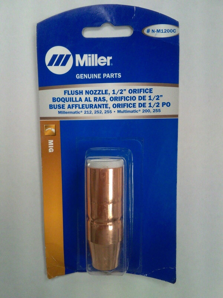 Miller AccuLock MDX 250 MIG Gun Thread - On Nozzle 1/2" Orifice Flush Tip N - M1200C - MillerN - M1200C