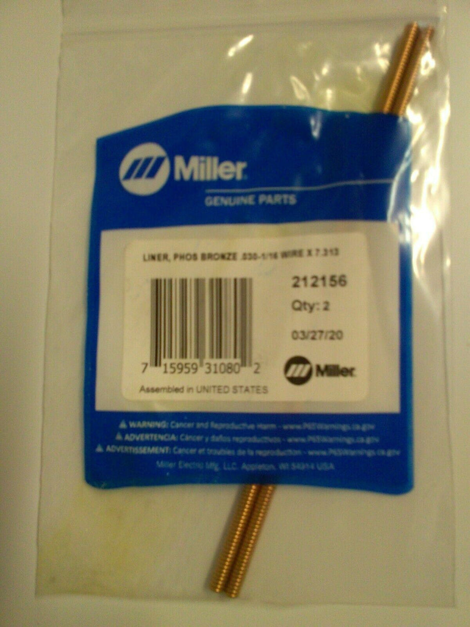 Miller 212156 Liner Bronze .030 - 1/16 PK2 For Spoolmatic 15A - Miller212156