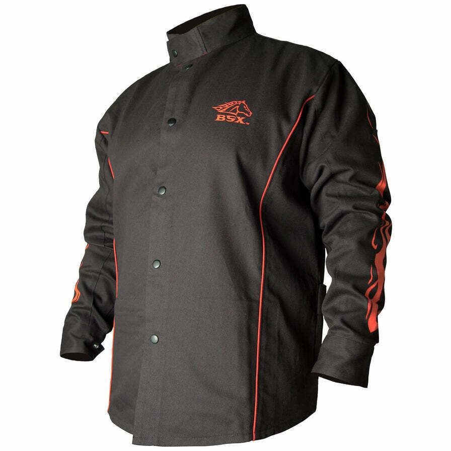 Black Stallion BSX 9oz Black FR Welding Jacket (X - Large) (BX9C) - Black StallionBX9C xl