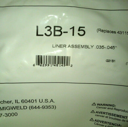 Bernard L3B - 15 Liner Assembly .035 - .045 Universal Conventional - BernardBernard L3B - 15