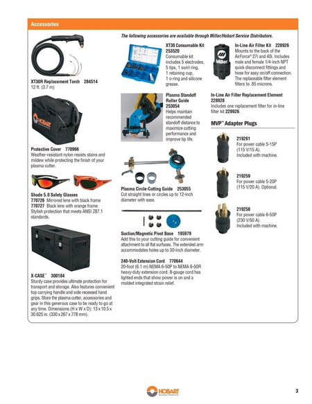 Hobart 500575 Miller AirForce 27i Plasma Cutter 120/240V 1PH W/ XT30R Torch - Hobart500575