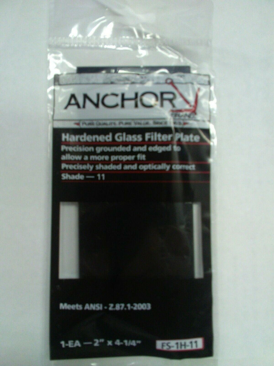 Anchor Welding Hardened Glass Filter Lens Plate Shade 11, 2 x 4 - 1/4 , FS - 1H - 11 - Atlas Welding Supply