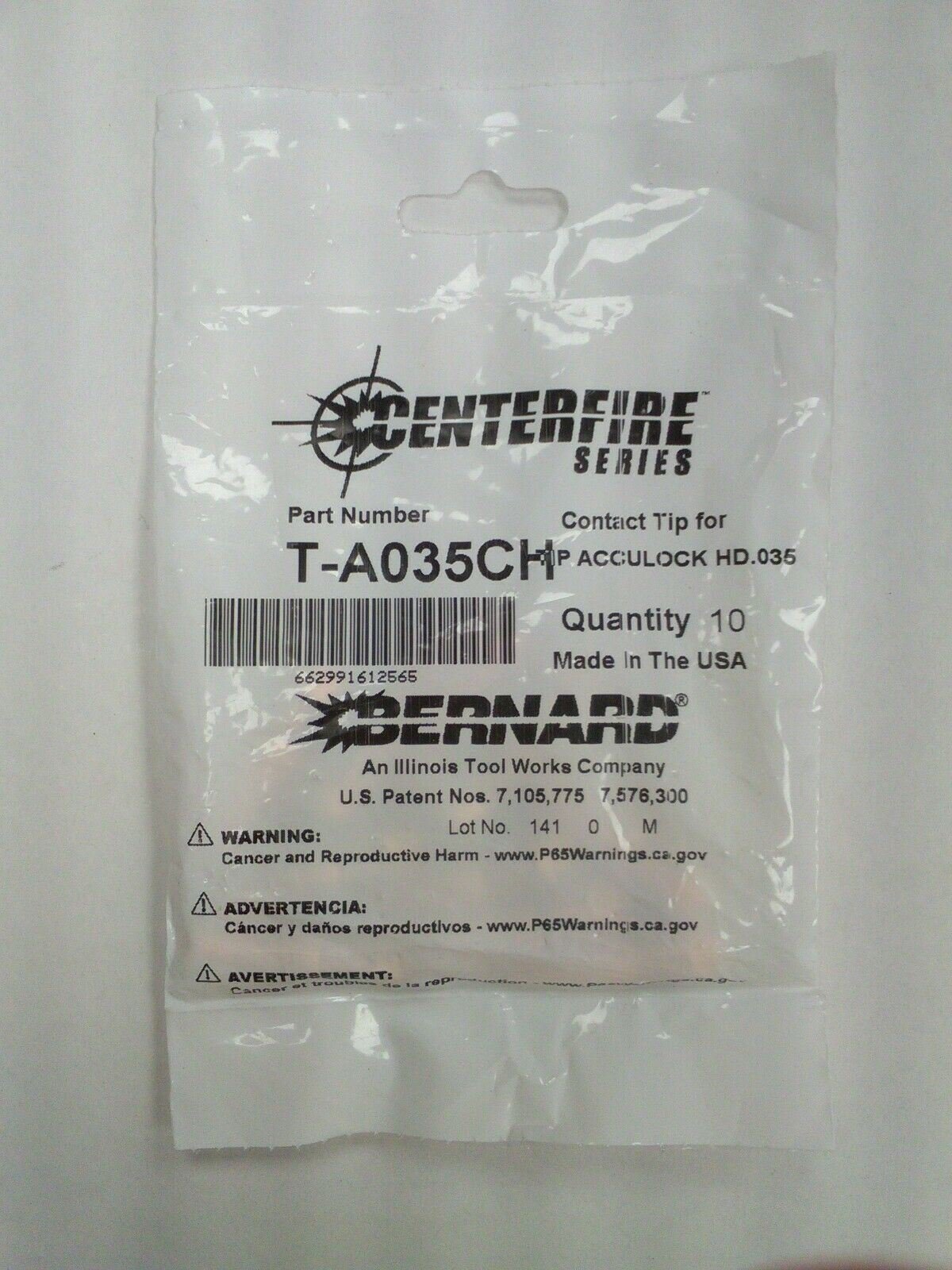 Bernard T - A035CH .035 AccuLock S Contact Tips for MDX Mig Gun - Atlas Welding Supply