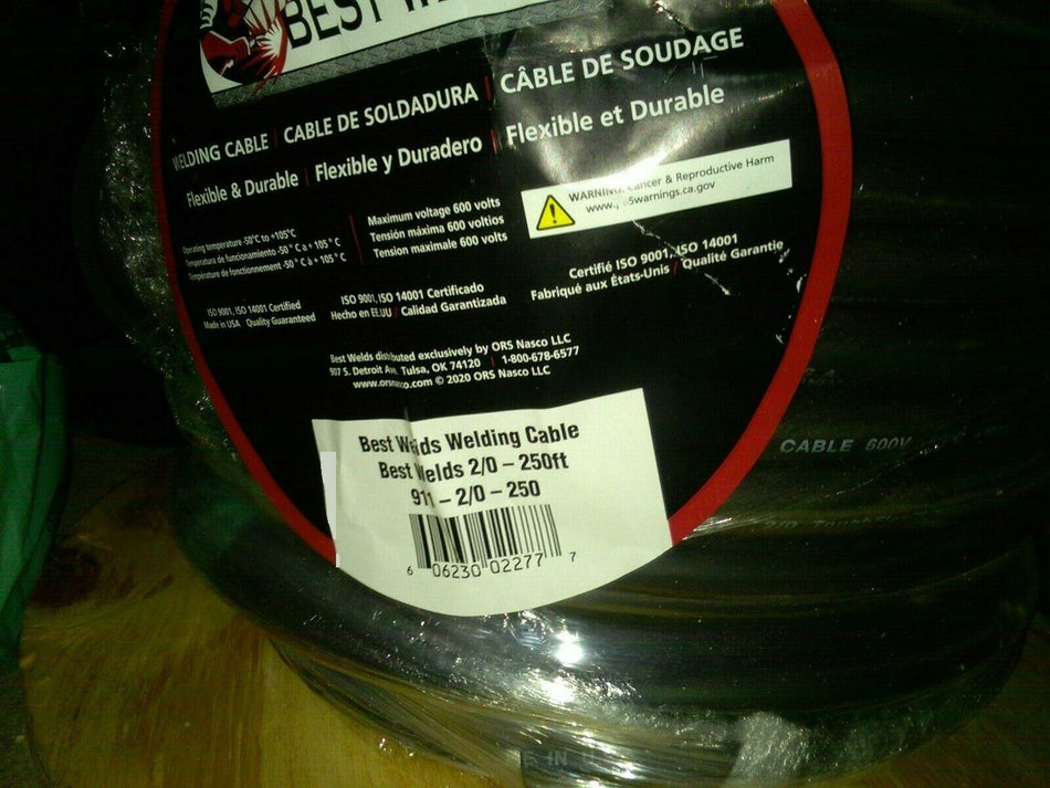 Best Welds Welding Cable 2/0 AWG 250 ft Reel Black - Atlas Welding Supply