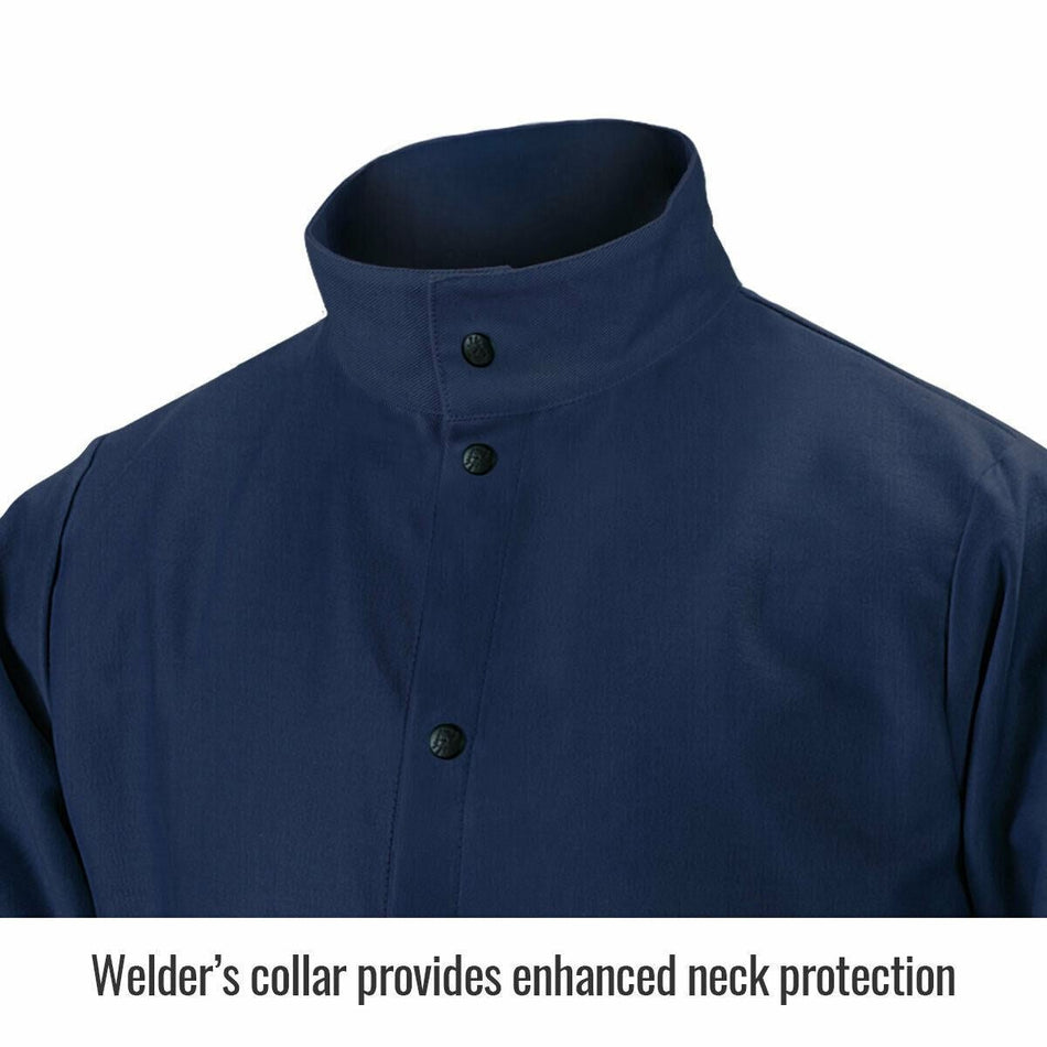 Black Stallion FN9 - 30C TruGuard 200 FR Cotton Welding Jacket Navy Large - Atlas Welding Supply