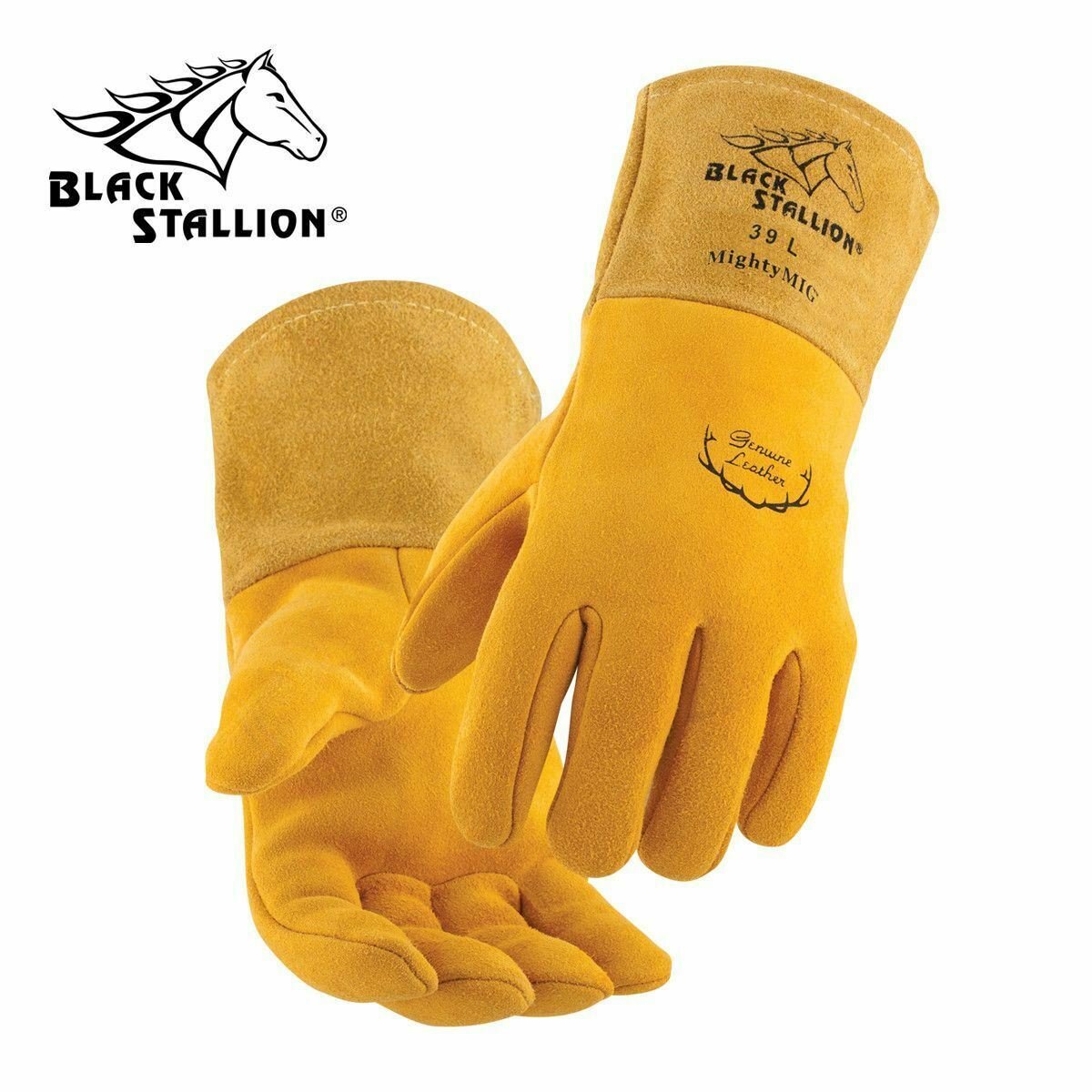 Black Stallion Mighty MIG Welding Glove Reversed Grain Deerskin Lined 39 L - Atlas Welding Supply