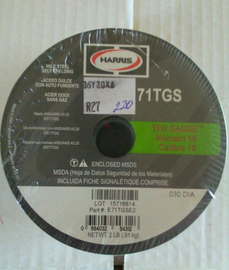 Harris E71TGSE2 Ten Gauge Mild Steel Self Shielding .030 Welding Wire 2LB Spool - Atlas Welding Supply