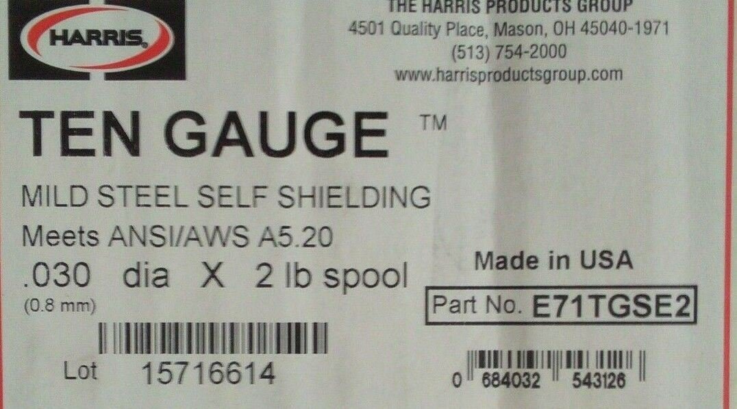 Harris E71TGSE2 Ten Gauge Mild Steel Self Shielding .030 Welding Wire 2LB Spool - Atlas Welding Supply