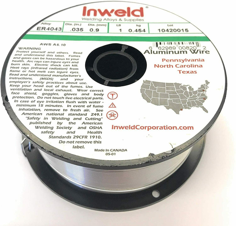 Inweld ER4043 .035 Aluminum Mig Welding Wire 1 LB Spool QTY 2 - Atlas Welding Supply