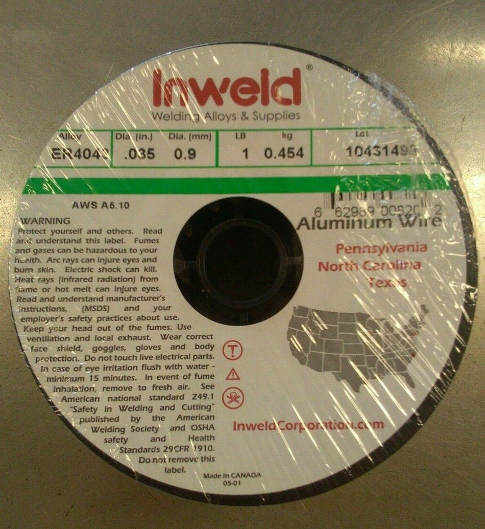 Inweld ER4043 .035 Aluminum Mig Welding Wire 1 LB Spool QTY 2 - Atlas Welding Supply