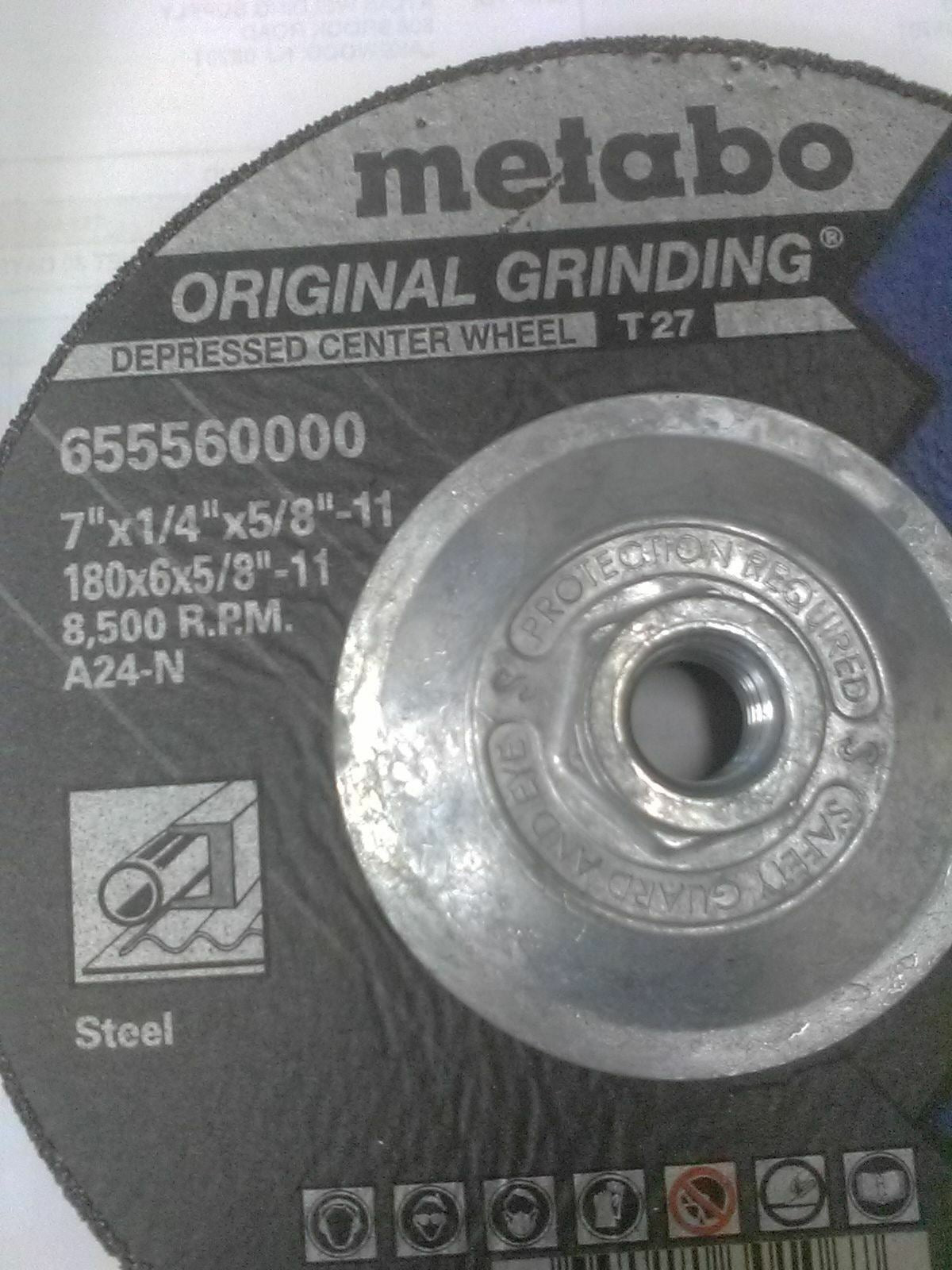 Metabo 655560000 Depressed Center Wheel Original Grinding 7" x 1/4" x 5/8" - 11 - Atlas Welding Supply