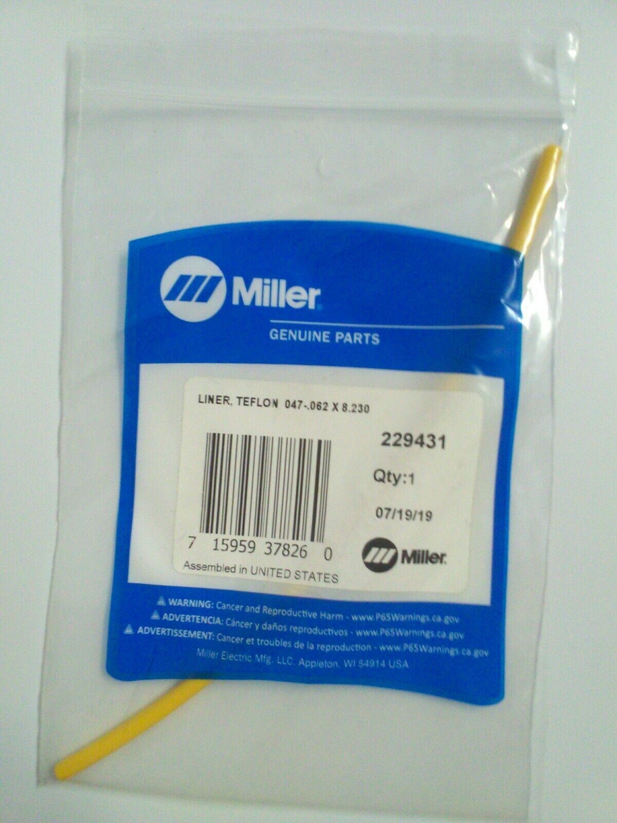 Miller 229431 Mig Teflon Liner PTFE .047 - .062 - Atlas Welding Supply