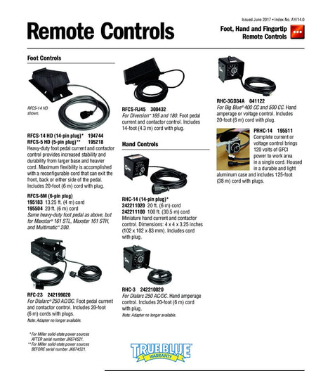 Miller 300432 RFCS - RJ45 Foot Control for Diversion 165 or 180 - Atlas Welding Supply
