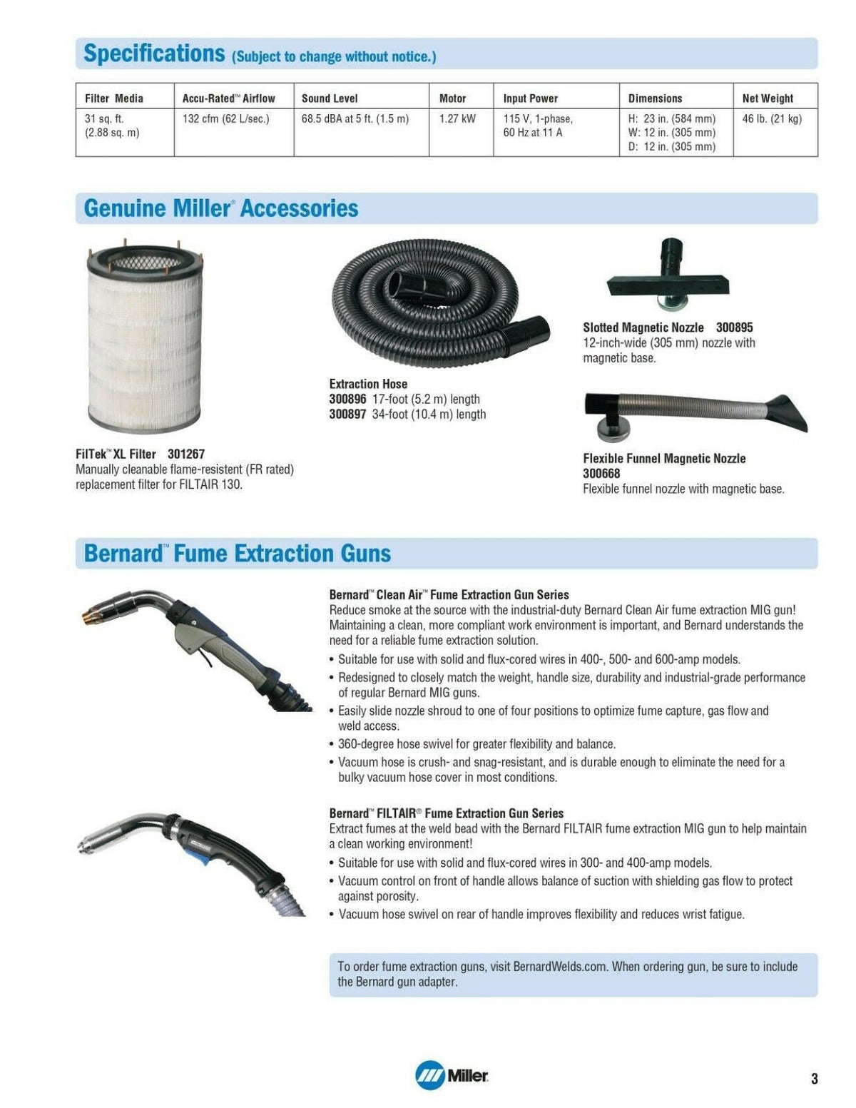 Miller 300595 FILTAIR 130 Portable Weld Fume Extractor - Atlas Welding Supply