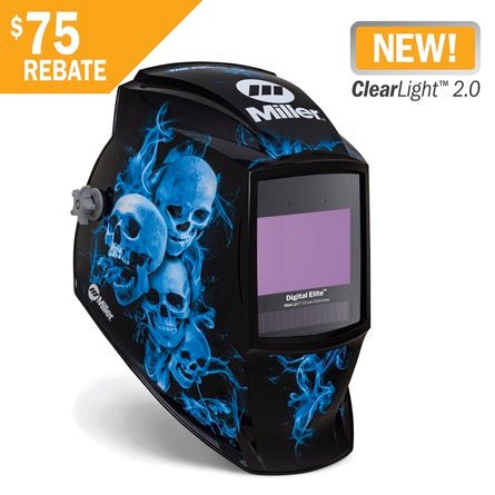 Miller Digital Elite Welding Helmet Blue Rage II, Clearlight 2.0 281010 - Atlas Welding Supply