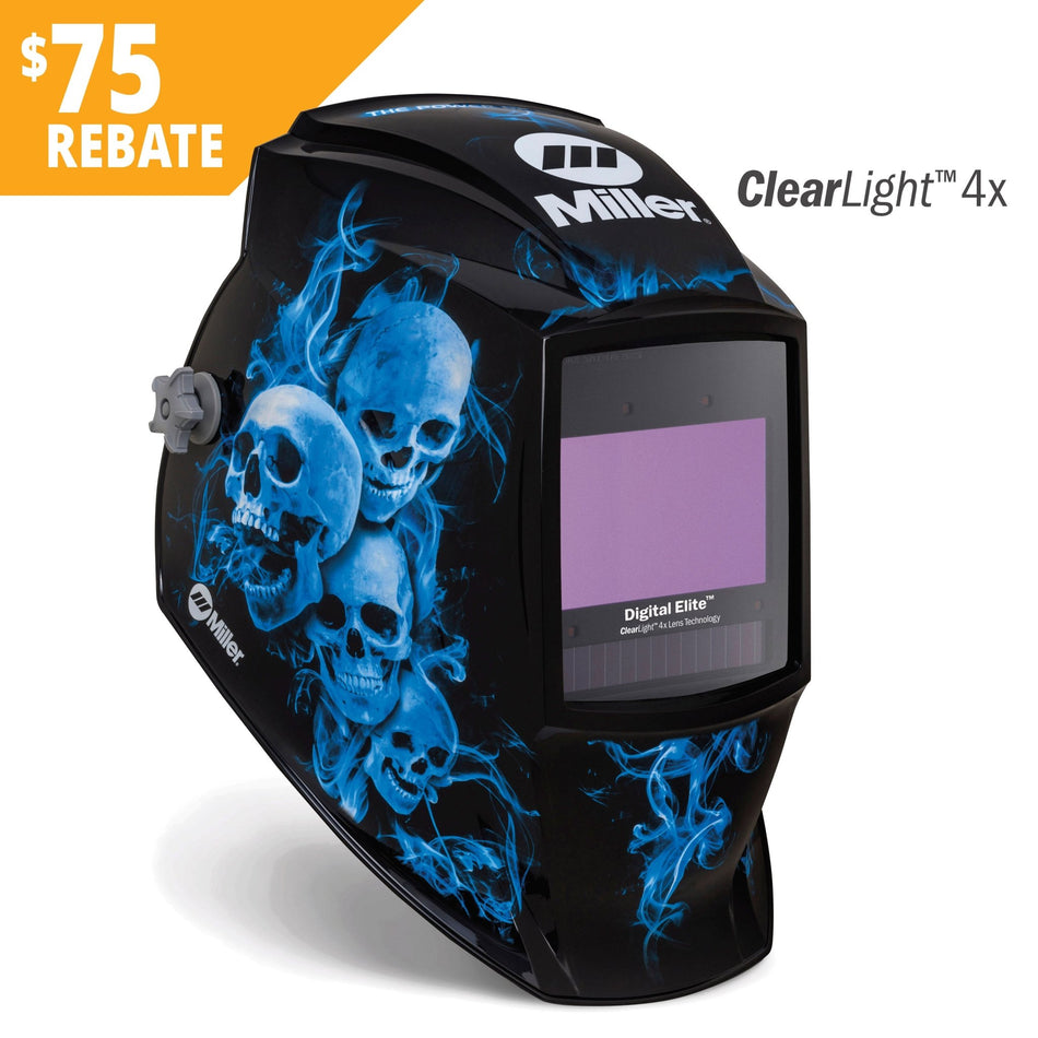Miller Digital Elite Welding Helmet Blue Rage II, Clearlight 4x 296774 - Atlas Welding Supply