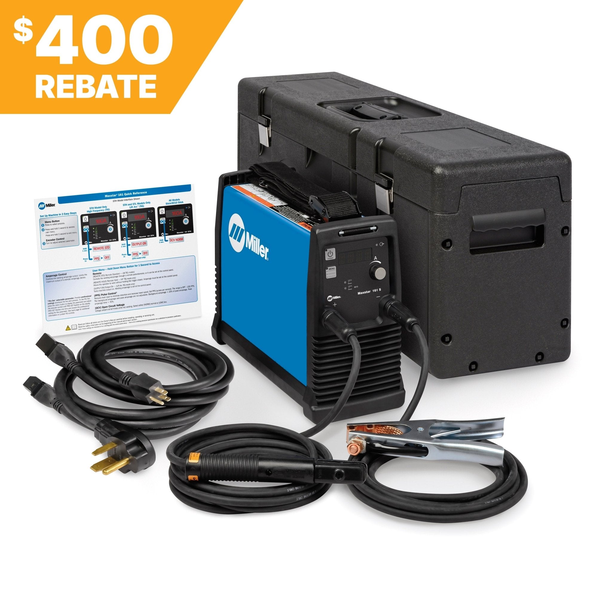 Miller Maxstar 161 S Stick Welder with X - Case 907709001 rebate promo message