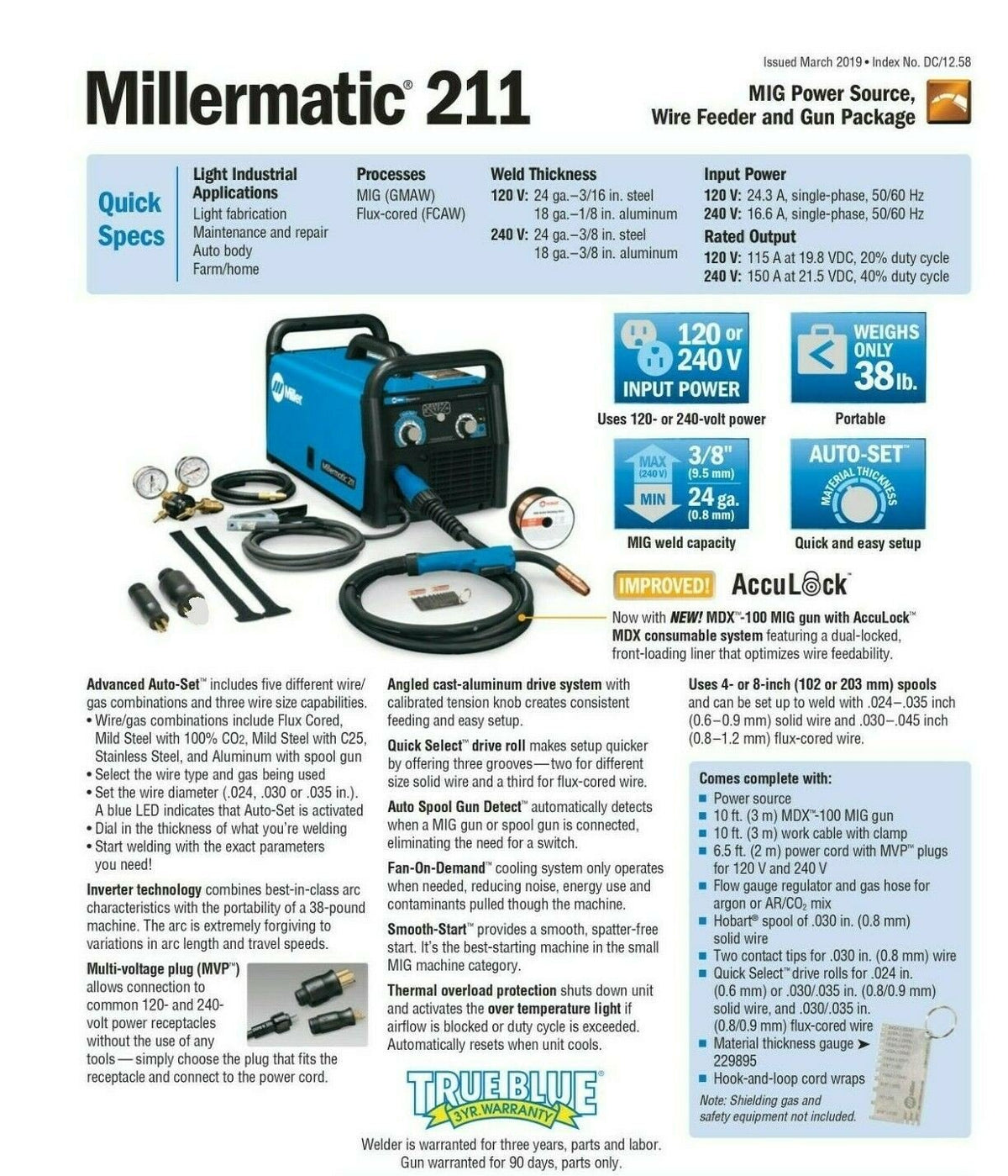 Miller Millermatic 211 MIG Welder with Advanced Auto - Set 907614 - Atlas Welding Supply