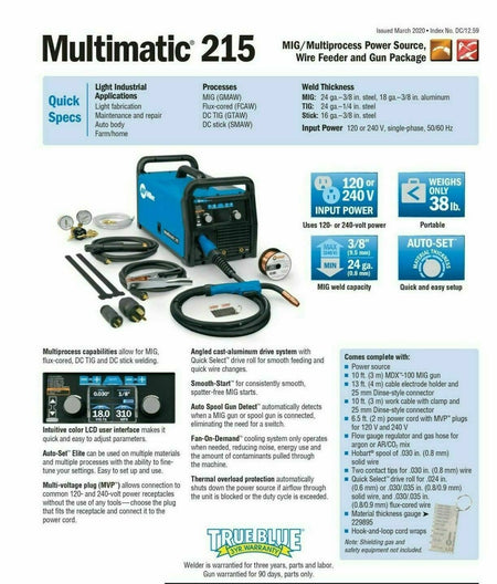 Miller Multimatic 215 Auto - Set Multiprocess Welder 907693 With Cart - Atlas Welding Supply