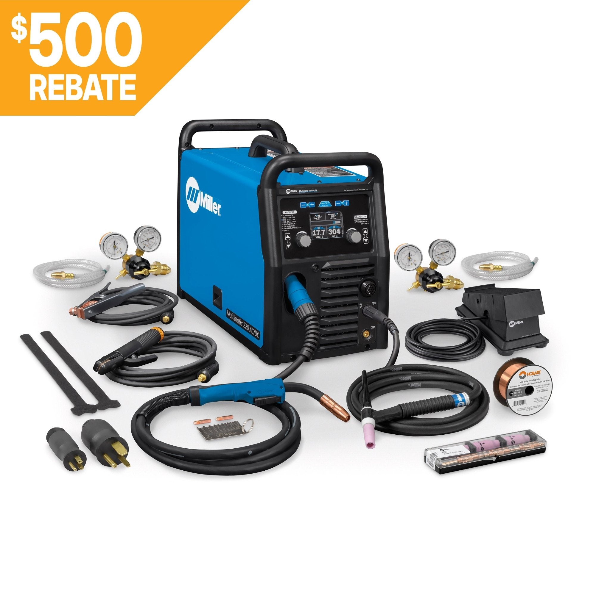 Miller Multimatic 220 AC/DC Multiprocess MIG Stick and AC/DC TIG Welder 907757 - Atlas Welding Supply
