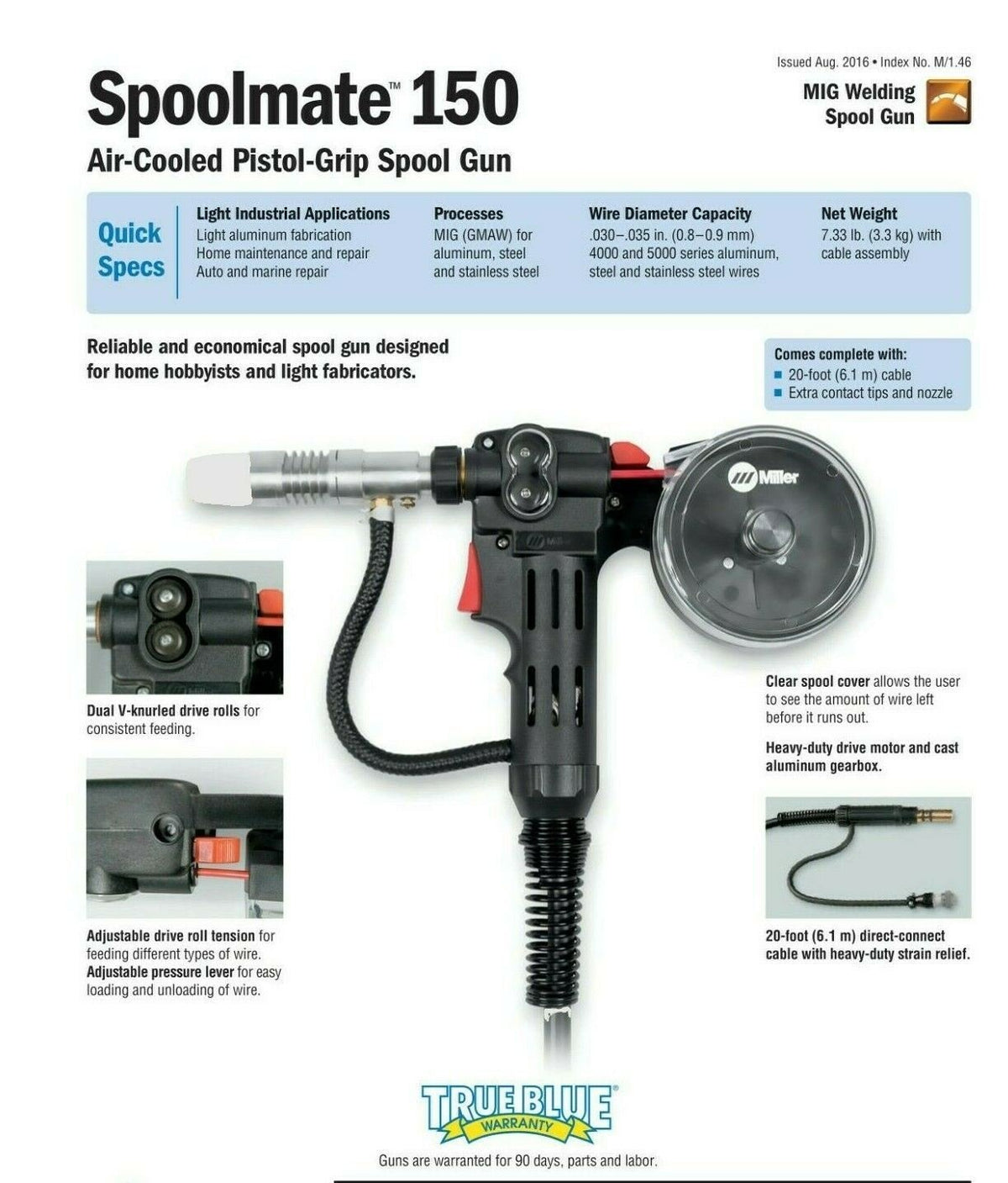 Miller Spoolmate 150 Spoolgun (150A) 20ft 301272 - Miller301272