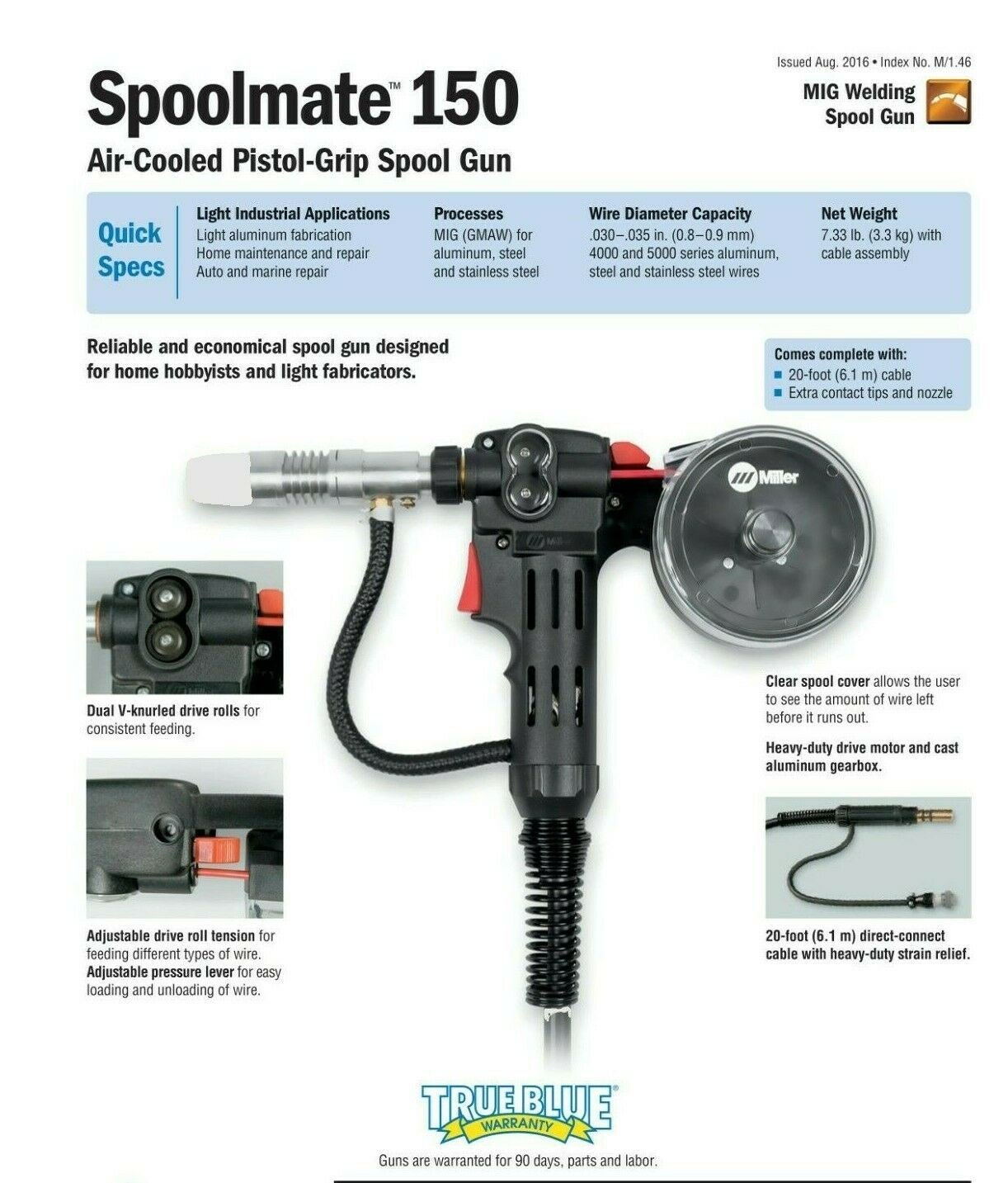 Miller Spoolmate 150 Spoolgun (150A) 20ft 301272 - Miller301272