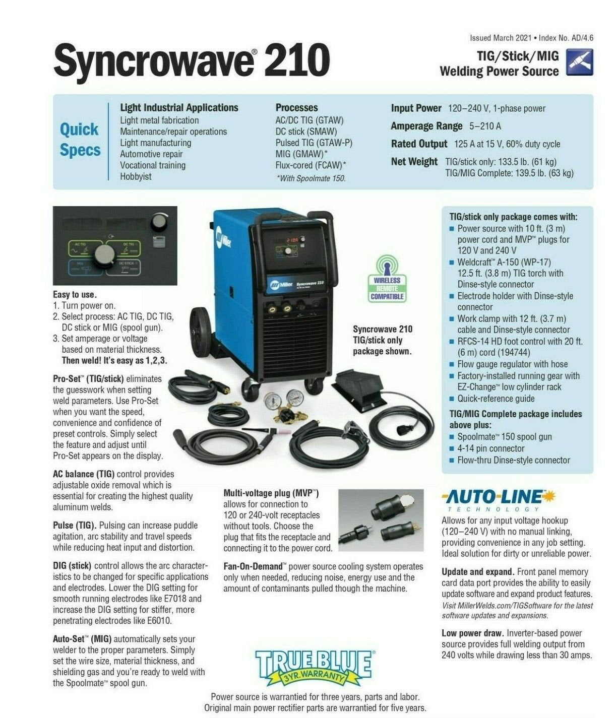 Miller Syncrowave 210 Tig & Stick Welder 907596 - Atlas Welding Supply