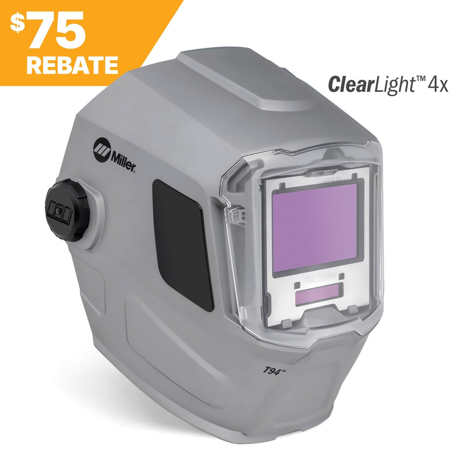 Miller T94 Welding Helmet Auto Darkening W / ClearLight 4X 296791 - Atlas Welding Supply