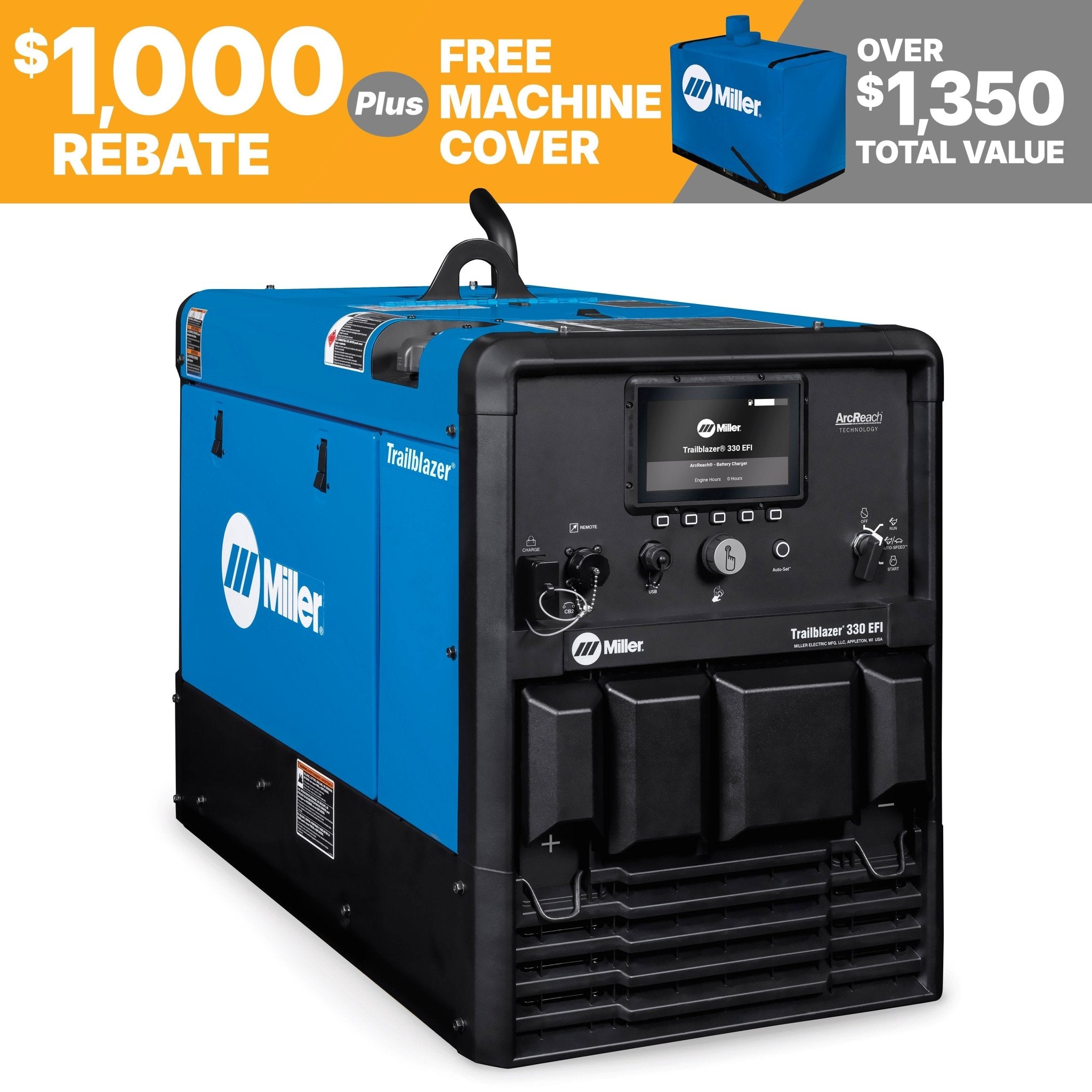 Miller Trailblazer 330 (Kohler) EFI w/Excel Power & Battery Crank Assist 907832003 - Atlas Welding Supply