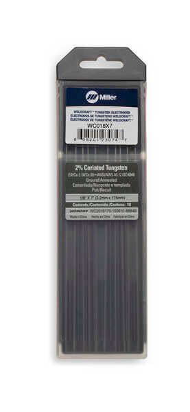 Miller Weldcraft™ Tungsten 2% Ceriated 1/8 in. x 7 in. (3.2 mm x 175 mm) WC018X7 - Atlas Welding Supply