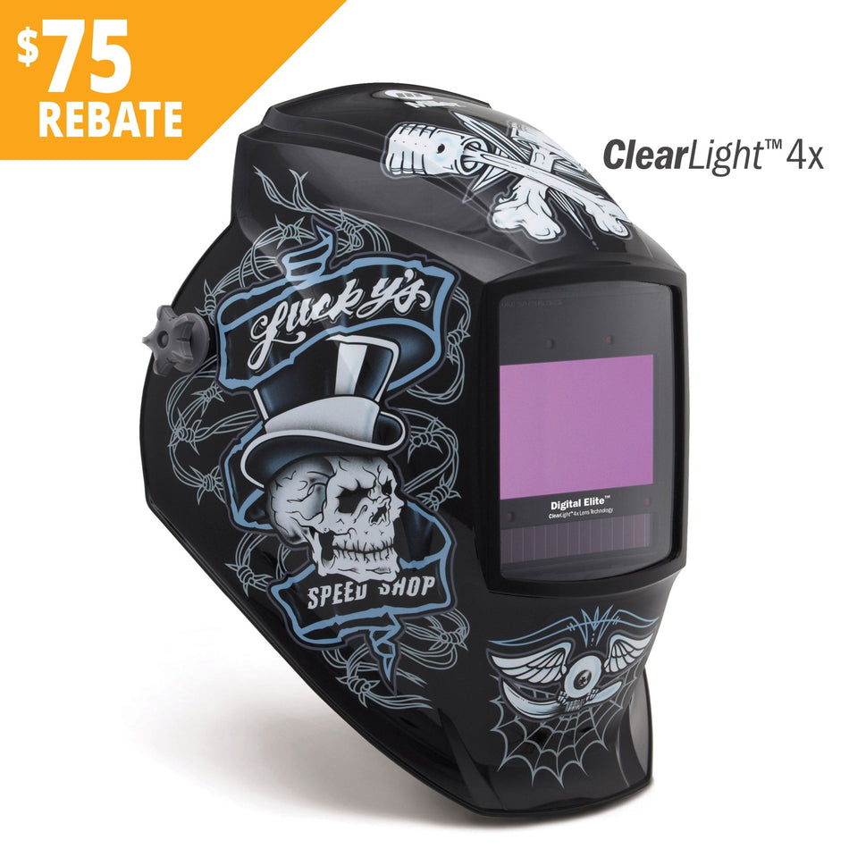 Miller Welding Helmet Digital Elite Lucky's Speed Shop Auto Darkening 296766 - Atlas Welding Supply