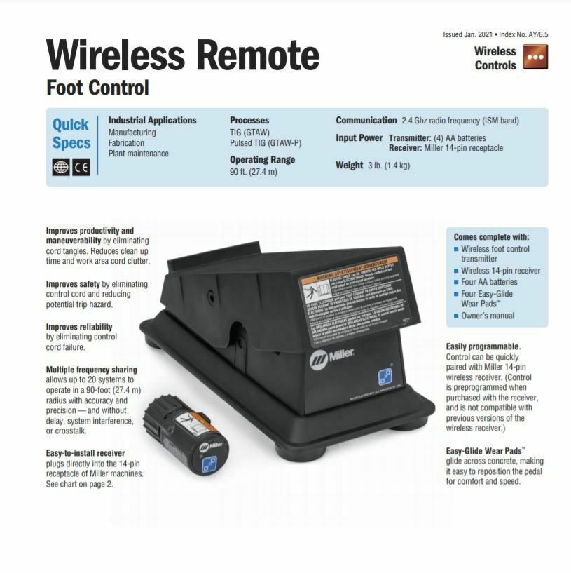 Miller Wireless Foot Control 301580 - Atlas Welding Supply