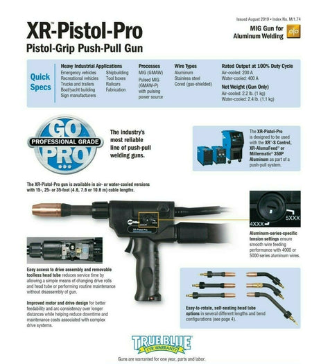 Miller XR Pistol Pro Spoolgun 35 Ft Push Pull Water Cooled 300788 - Atlas Welding Supply