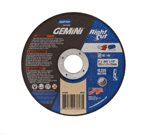 Norton Gemini Right Cut 5" x .045 x 7/8 66252823603 - Atlas Welding Supply