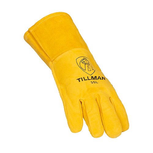 Tillman 35L MIG Welding Gloves Top Grain Deerskin Foam Lined Thumb Strap Large - Atlas Welding Supply
