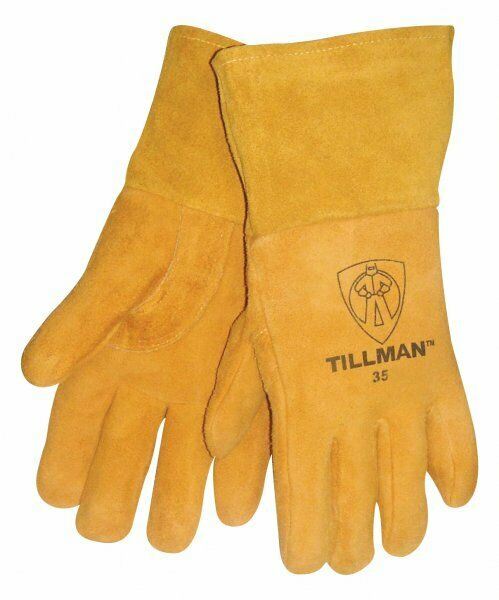 Tillman 35L MIG Welding Gloves Top Grain Deerskin Foam Lined Thumb Strap Large - Atlas Welding Supply