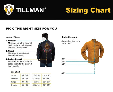 Tillman Split Cowhide Leather Welding Jacket 30" - 3280 - Atlas Welding Supply