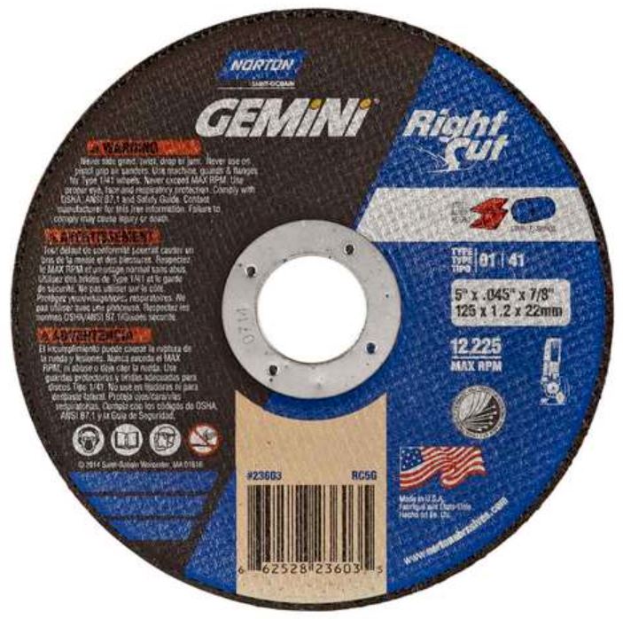 Norton Gemini Right Cut 5" x .045 x 7/8 66252823603