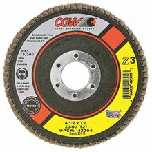 Load image into Gallery viewer, CGW 42304 Flap Disc 4 1/2&quot; X 7/8 Z3-60 grit 100% zirconia, Type 27 Box of 10