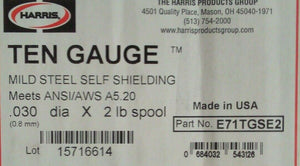 Harris E71TGSE2 Ten Gauge Mild Steel Self Shielding .030 Welding Wire 2LB Spool
