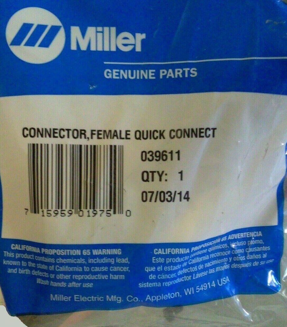 Miller 039611 Connecter Female Quick Connect