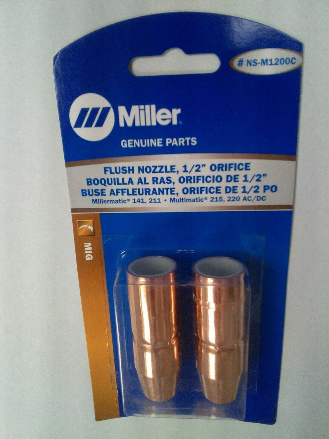 Miller NS-M1200C Flush Nozzle Copper Thread-On 1/2