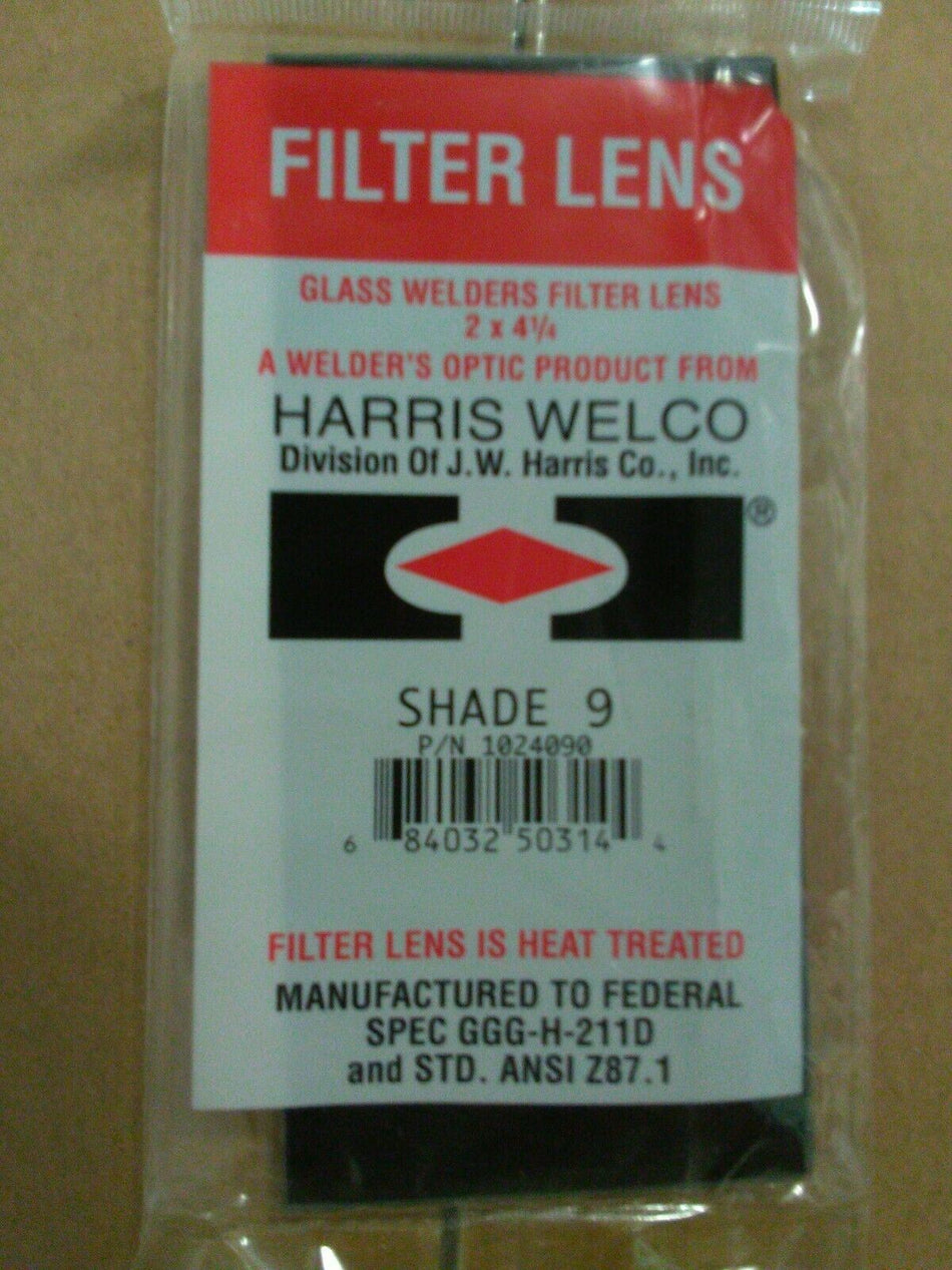 Harris 1024090 Shade 9 Welding Helmet Filter Lens Glass 2" x 4 1/4"